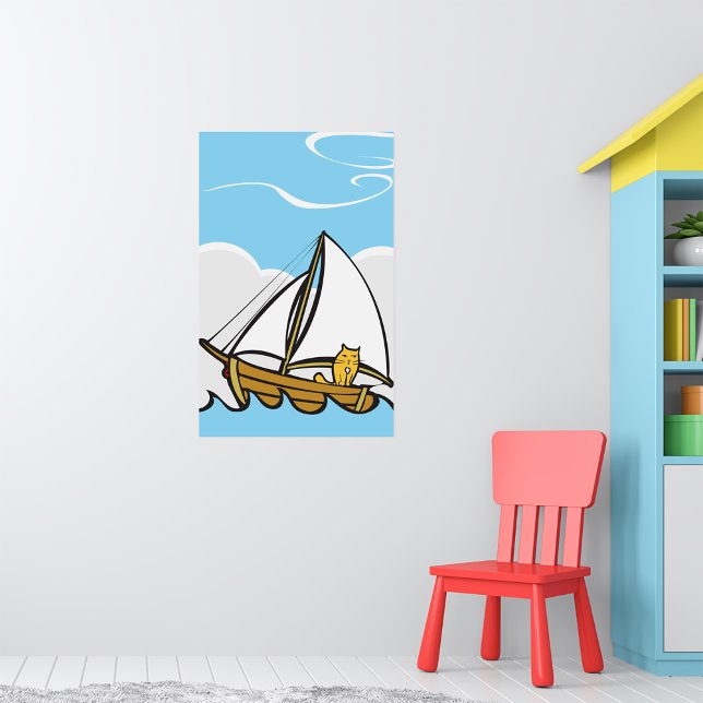 Katt på A Segelbåt Poster (Skapare uppladdad)