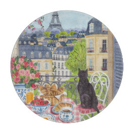 Katt på balkongfrukost i Paris Eiffeltornet