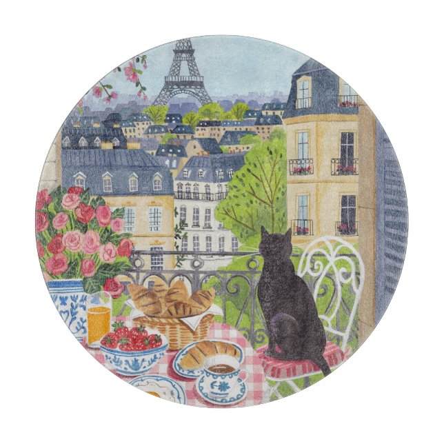 Katt på balkongfrukost i Paris Eiffeltornet (Framsidan)