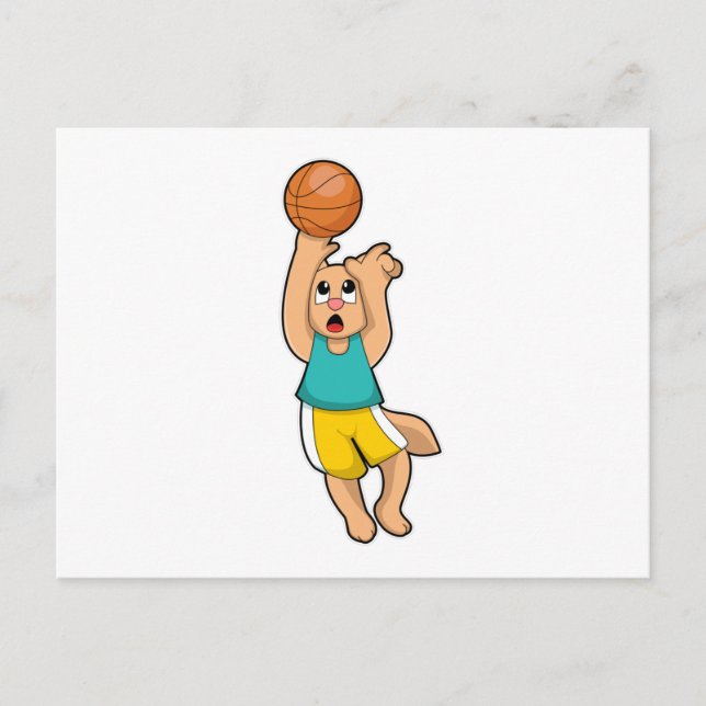 Katt på basketboll sport vykort (Framsida)