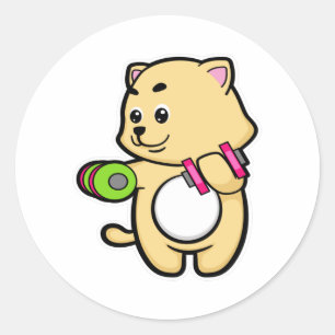 Katt på Biceps-träning med Dumbbells Runt Klistermärke