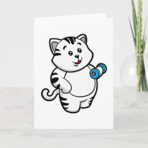 Katt på biceps träning med hantel kort