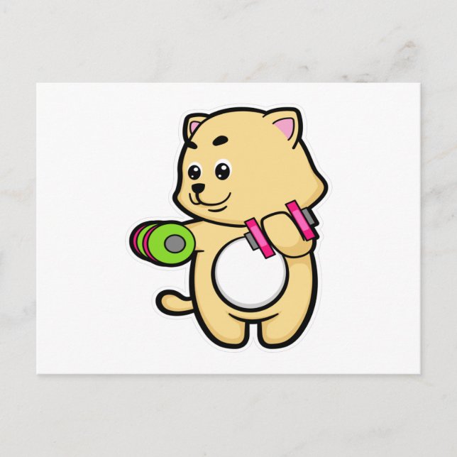 Katt på biceps träning med hantlar vykort (Framsida)