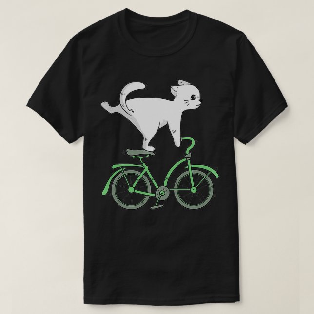 Katt på Bike Kitten Cycling Bicycle Älskare T Shirt (Design framsida)