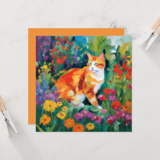 Katt på Blommor Hälsning Card