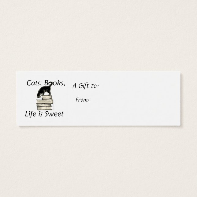 Katt på Bokar Mini Bookmark för anpassning Litet Visitkort (Baksidan)