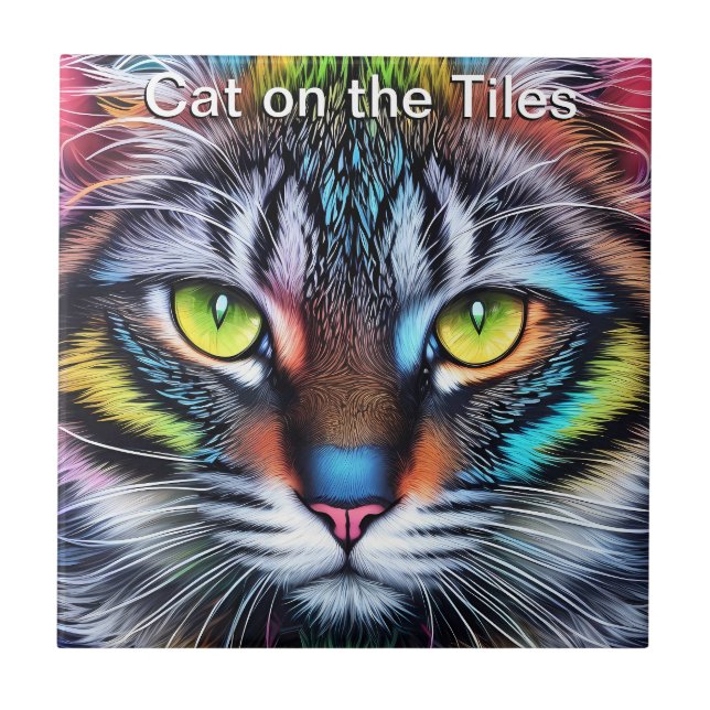 Katt på brickan Porträtt Kakelplatta (Framsidan)