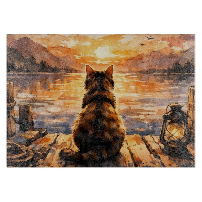 Katt på brygga vid solnedgång (Framsidan)