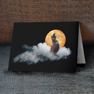 Katt på Cloud Halloween Card Kort