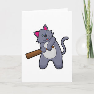 Katt på Cricket med Cricketträ Kort