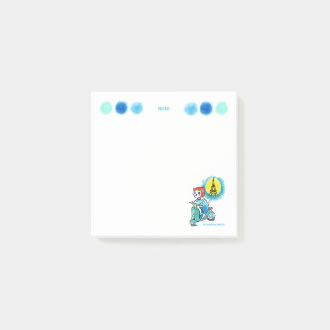 Katt på cykel i Paris Post-it Block (Framsida)