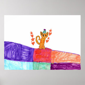Katt på dansgolvaffisch (halvblank) poster