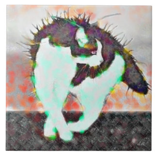 Katt på det A hoade Tintak Kakelplatta