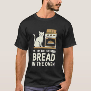 Katt På Diskbänk Bröd i Ugnen Bagare Kök T Shirt