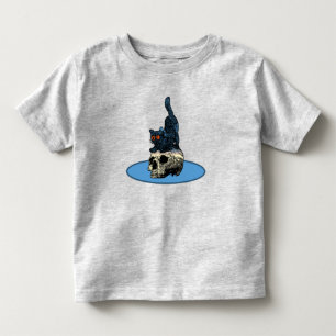 Katt på dödskalle Söt baby pojke flicka Halloween T Shirt