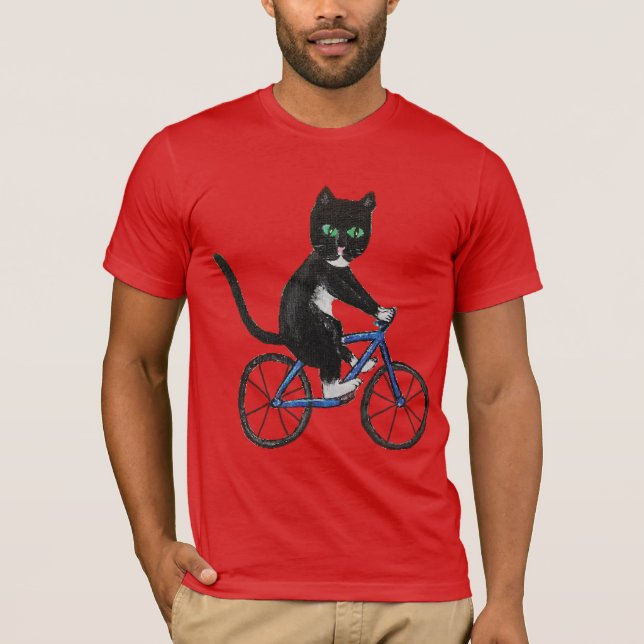 Katt på en cykel t-shirt-cykelcykelns katter t shirt (Framsida)