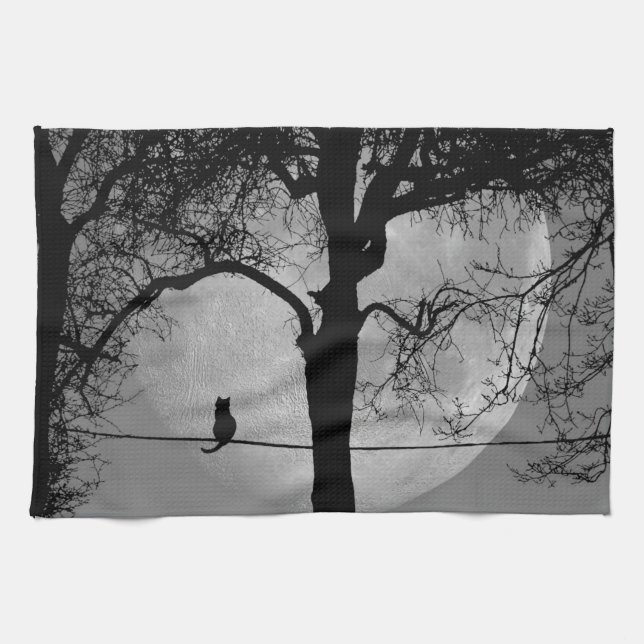 Katt på en hel tråg kökshandduk (Horisontell)