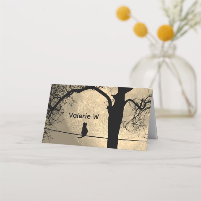 Katt på en hel tråg placeringskort (Framsida)