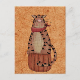 Katt på en Pumpkin Vykort