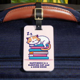 Katt på en stapel av Bokar Cute Personlig Literary Bagagebricka