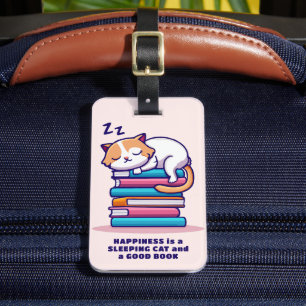 Katt på en stapel av Bokar Cute Personlig Literary Bagagebricka