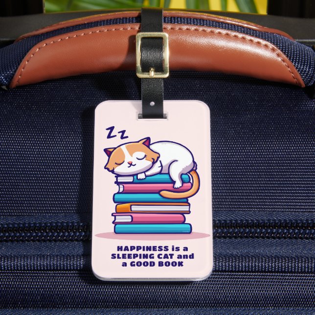 Katt på en stapel av Bokar Cute Personlig Literary Bagagebricka (Framsida Insitu 2)