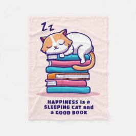 Katt på en stapel av Bokar Cute Personlig Literary Fleecefilt
