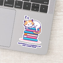 Katt på en stapel av Bokar Cute Personlig Literary
