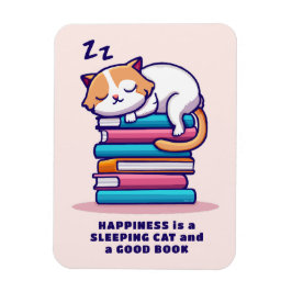 Katt på en stapel av Bokar Cute Personlig Literary Magnet
