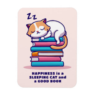 Katt på en stapel av Bokar Cute Personlig Literary Magnet