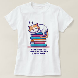 Katt på en stapel av Bokar Cute Personlig Literary T Shirt