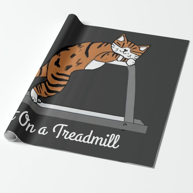 Katt på en treadmill presentpapper (Utrullad)