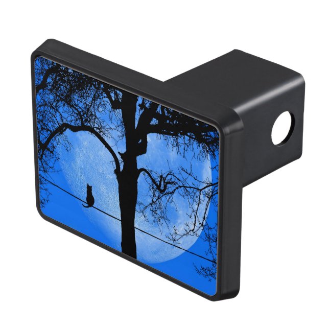 Katt på en Wire Blue Måne Dragkroksskydd (Topp Höger)