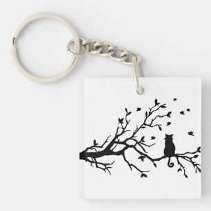 Katt på ett träd - Silhouette