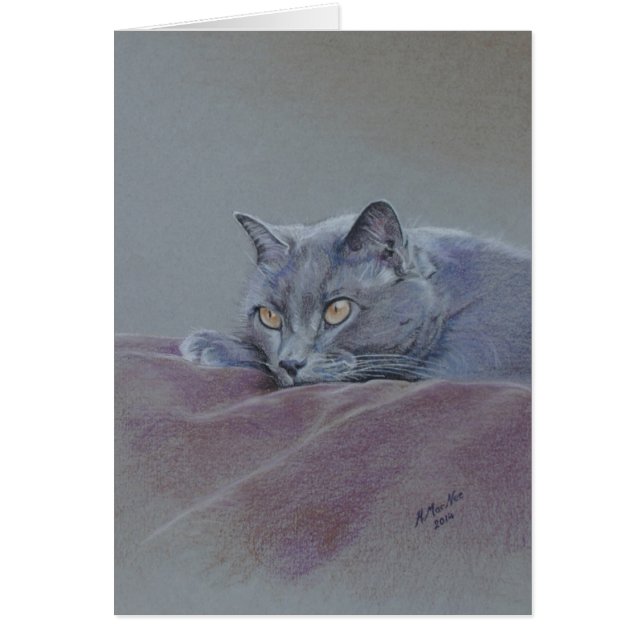 Katt på filten som kopplar av precis, konst hälsningskort (Framsidan)