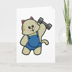 Katt på Fitness med Hantel Kort
