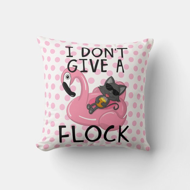 Katt på flamingo med ananas och rosa prickar kudde (Framsida)