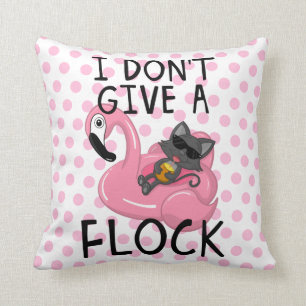 Katt på flamingo med ananas och rosa prickar kudde