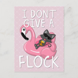 Katt på Flamingo med ananas Rosa och vit diamant Helg Vykort
