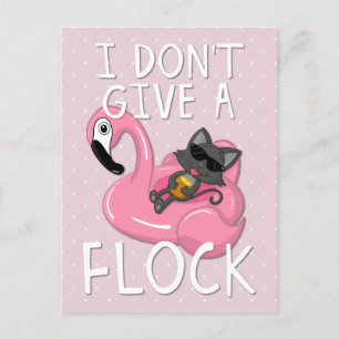 Katt på Flamingo med ananas Rosa och vit diamant Helg Vykort