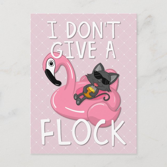 Katt på Flamingo med ananas Rosa och vit diamant Helg Vykort (Framsida)