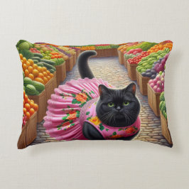 Katt på fruktmarknaden prydnadskudde