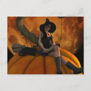 Katt på Giant Pumpkin Vykort