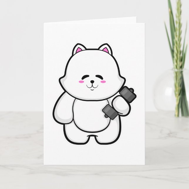 Katt på gymmet med hantel kort (Framsida)