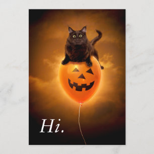Katt på halloweenballong inbjudningar