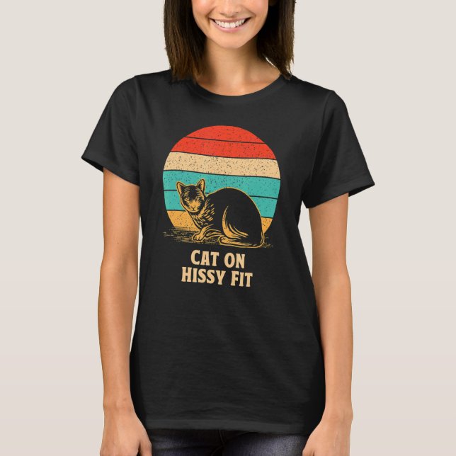 Katt på Hissy Fit Cat Humor Kitten Par T Shirt (Framsida)