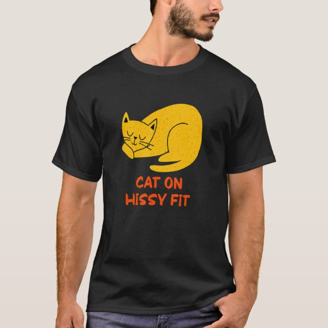 Katt på Hissy Fit Cat Humor Kitten Par T Shirt (Framsida)