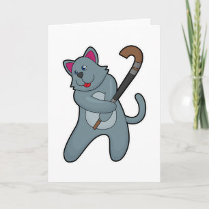 Katt på hockey med hockeyklubba kort