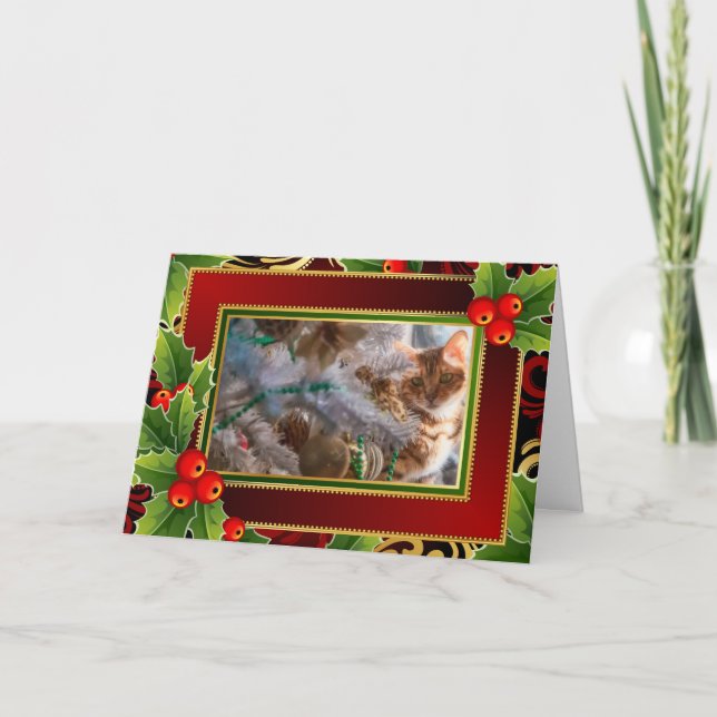 Katt på jul - helgdagbakgrund helgkort (Framsida)