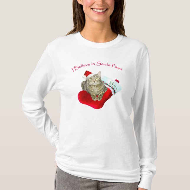 Katt på julklapp tee shirt (Framsida)